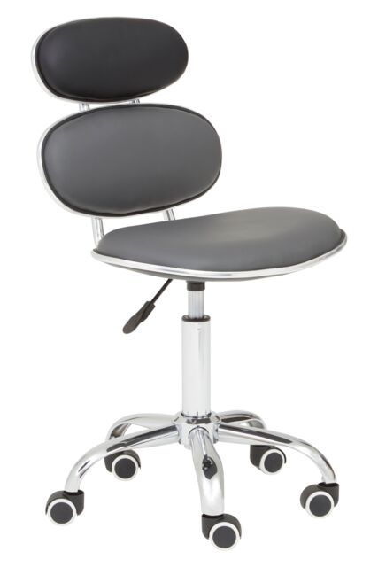 Orsina Ergonomic Black PU Home Office Chair, Comfortable Work From Home Office Chair, Movable Ergonomic Chair in Silver - image 1