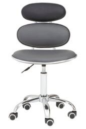 Orsina Ergonomic Black PU Home Office Chair, Comfortable Work From Home Office Chair, Movable Ergonomic Chair in Silver - thumbnail 2