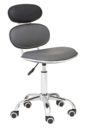 Orsina Ergonomic Black PU Home Office Chair, Comfortable Work From Home Office Chair, Movable Ergonomic Chair in Silver