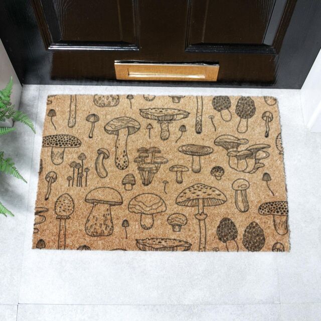 Artsy Mats Mushrooms Doormat (60 x 40cm) in Brown - Size: 40 cm x 60 cm - image 1