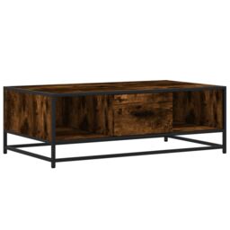 Berkfield Home Coffee Table Smoked Oak 100x57x35 cm Engineered Wood & Metal in Brown - Size: 100 x 57 x 35 cm - thumbnail 2