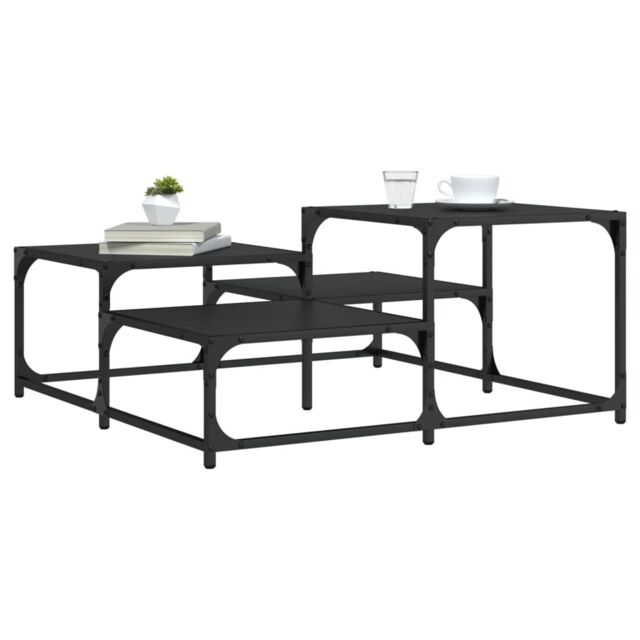 Berkfield Home Coffee Table Black 87.5x87.5x40 cm Engineered Wood - image 1