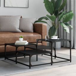 Berkfield Home Coffee Table Black 87.5x87.5x40 cm Engineered Wood - thumbnail 3