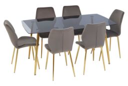Orsina Contemporary Grey Rectangular Dining Set, Space Saving Design Dining Set, Durable Small Dining Set For House - thumbnail 6