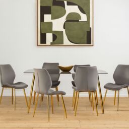 Orsina Contemporary Grey Rectangular Dining Set, Space Saving Design Dining Set, Durable Small Dining Set For House