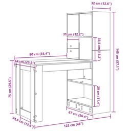 Berkfield Home with Shelf with Storage Concrete Grey 122 x 67 x 145 cm - thumbnail 9