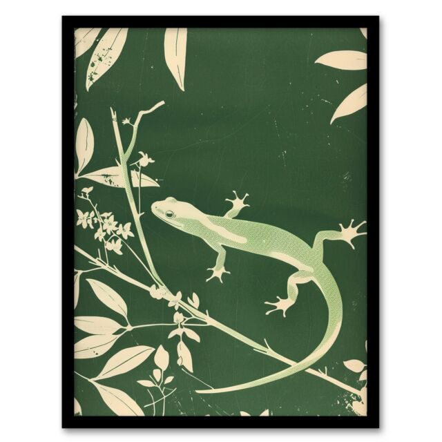 Artery8 Green Eastern Newt Nature Animal Lover Framed Art Print - Size: A4 - image 1