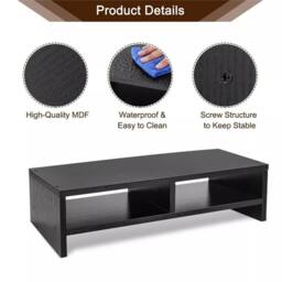 Nordara Black Computer Desktop Monitor Stand Laptop TV Screen Shelf Riser Rack - Size: 100 cm x 100 cm - thumbnail 3