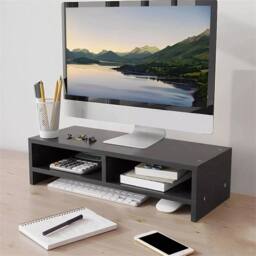Nordara Black Computer Desktop Monitor Stand Laptop TV Screen Shelf Riser Rack - Size: 100 cm x 100 cm - thumbnail 5
