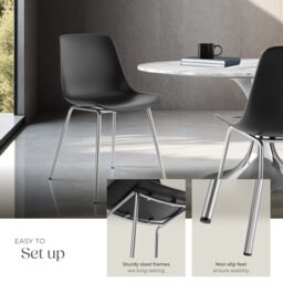tectake Dining Chair Mave Set Of 6 - Black/Chrome in Black - Size: 6 Pack - thumbnail 4