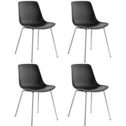 tectake Dining Chair Mave Set Of 6 - Black/Chrome in Black - Size: 6 Pack - thumbnail 1