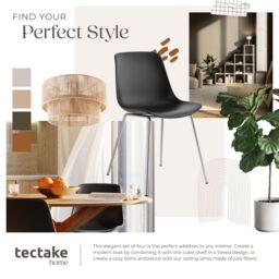 tectake Dining Chair Mave Set Of 6 - Black/Chrome in Black - Size: 6 Pack - thumbnail 7