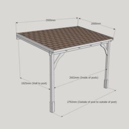 Rutland County Garden Furniture Ltd Felt Shingle Roof Car Port 2 Post, Wood - L200 x W290 cm - Light Green in Brown - thumbnail 5