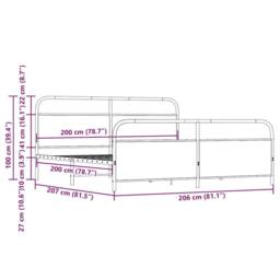 Berkfield Home Metal Bed Frame without Mattress Sonoma Oak 200x200 cm in Light Oak - thumbnail 8