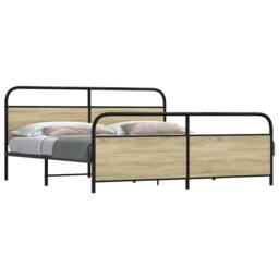 Berkfield Home Metal Bed Frame without Mattress Sonoma Oak 200x200 cm in Light Oak - thumbnail 2