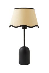 ValueLights Kaiden Black Dome Table Lamp with Scallop Trim Lamp Shade in Cream - thumbnail 6