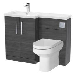 Balterley Floor Standing Vanity Basin WC Unit Left Hand - Anthracite Woodgrain in Grey - thumbnail 1