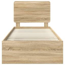 Berkfield Home Bed Frame with Headboard Sonoma Oak 75 x 190 cm Solid Pine Wood in Brown - thumbnail 7