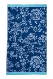English Heritage 'Eagle House Damask' Cotton Towel in Cobalt - thumbnail 1