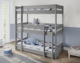 Home Detail Kennedy Kids Wooden Triple Bunk Bed in Grey - Size: Single - thumbnail 1