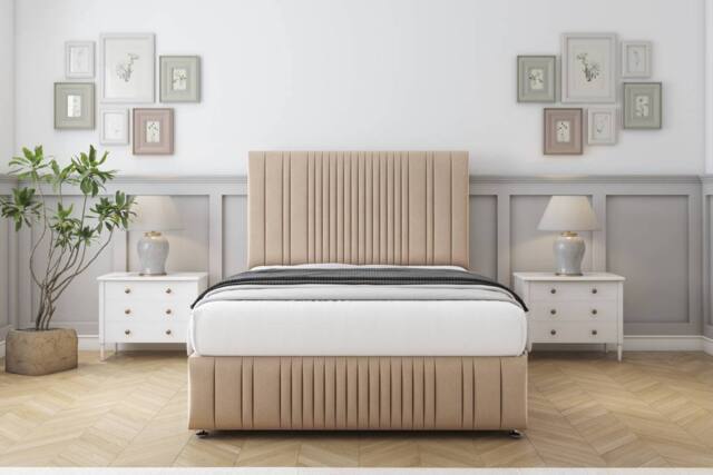 "Comfort Beds The Foxy Plush Divan Set 2 Drawers-54"" Headboard-Footboard in Stone - Size: Double" - image 1