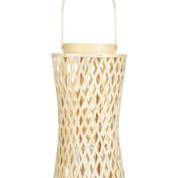 Wyld and Coco Natural Bamboo Candle Lantern 38cm with Glass Insert - thumbnail 2