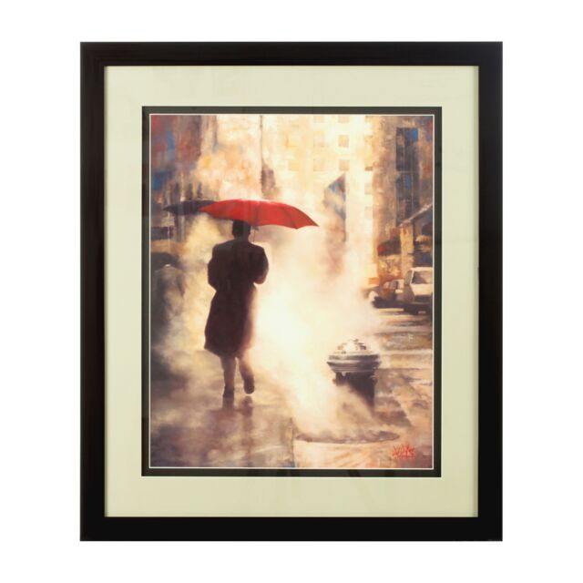 Orsina Framed Man Under Umbrella Wall Art in Black - image 1