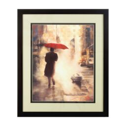 Orsina Framed Man Under Umbrella Wall Art in Black - thumbnail 1