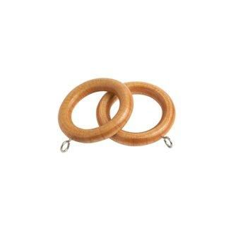New Edge Blinds Pack of 4 Wooden Curtain Pole Ring Hooks with Eyes in Brown - image 1