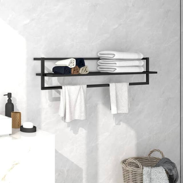 Berkfield Home Towel Rack Black 95x25x22 cm Iron - Size: 95 x 25 x 22 cm - image 1
