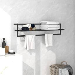 Berkfield Home Towel Rack Black 95x25x22 cm Iron - Size: 95 x 25 x 22 cm - thumbnail 1