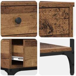 Berkfield Home Console Table Old Wood 75x34.5x75 cm Engineered Wood in Brown - thumbnail 9