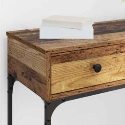 Berkfield Home Console Table Old Wood 75x34.5x75 cm Engineered Wood in Brown - thumbnail 4