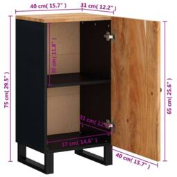 Berkfield Home Sideboard with Door 40x31x75 cm Solid Wood Acacia in Brown - Size: 40 x 31 x 75 cm - thumbnail 9