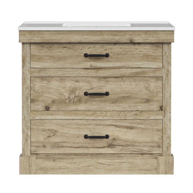 "Teamson Home Donovan 36"" Single Bathroom Vanity with Integrated Square Sink & Two Drawers in Brown" - image 1