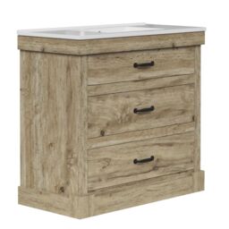 "Teamson Home Donovan 36"" Single Bathroom Vanity with Integrated Square Sink & Two Drawers in Brown" - thumbnail 6