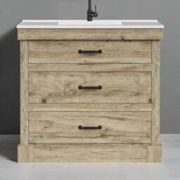 "Teamson Home Donovan 36"" Single Bathroom Vanity with Integrated Square Sink & Two Drawers in Brown" - thumbnail 3