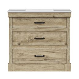 "Teamson Home Donovan 36"" Single Bathroom Vanity with Integrated Square Sink & Two Drawers in Brown" - thumbnail 1