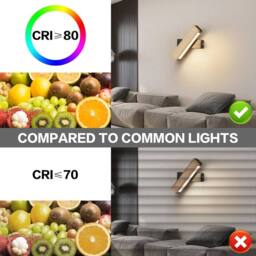 Goeco LED Indoor Wall Light, 5W, Rotatable, Wooden Bedroom Wall Lamp, 3000K in Black - thumbnail 5