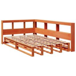 Berkfield Home Bookcase Bed without Mattress Wax Brown 120x190cm Solid Wood Pine - Size: 120x190 cm - thumbnail 3