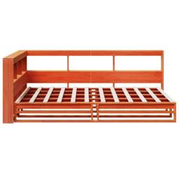 Berkfield Home Bookcase Bed without Mattress Wax Brown 120x190cm Solid Wood Pine - Size: 120x190 cm - thumbnail 6