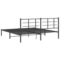 Berkfield Home Metal Bed Frame without Mattress with Headboard Black 183x213cm - Size: 183x213 cm - thumbnail 7