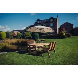 Churnet Valley Garden Furniture Ltd Valley Set 2X2B Table - L99 x W113 x H95 cm - Min. Assembly Required in Brown - thumbnail 3