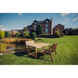 Churnet Valley Garden Furniture Ltd Valley Set 2X2B Table - L99 x W113 x H95 cm - Min. Assembly Required in Brown - thumbnail 2