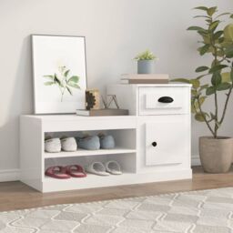 Berkfield Home Shoe Cabinet High Gloss White 100x42x60 cm Engineered Wood - Size: 100 x 42 x 60 cm