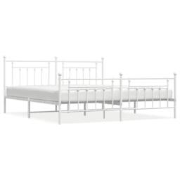 Berkfield Home Metal Bed Frame with Headboard & Footboard White 193x203 cm - thumbnail 3