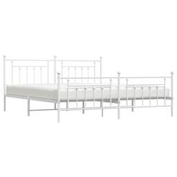 Berkfield Home Metal Bed Frame with Headboard & Footboard White 193x203 cm - thumbnail 5