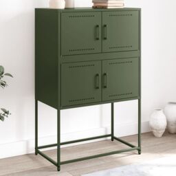 Berkfield Home Sideboard Olive Green 68.5x38.5x107 cm Steel - thumbnail 1