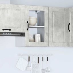 Berkfield Home Kitchen Wall Cabinet with Glass Door¬†Porto Concrete Grey - thumbnail 4