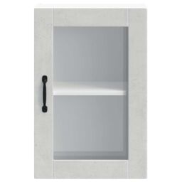 Berkfield Home Kitchen Wall Cabinet with Glass Door¬†Porto Concrete Grey - thumbnail 6